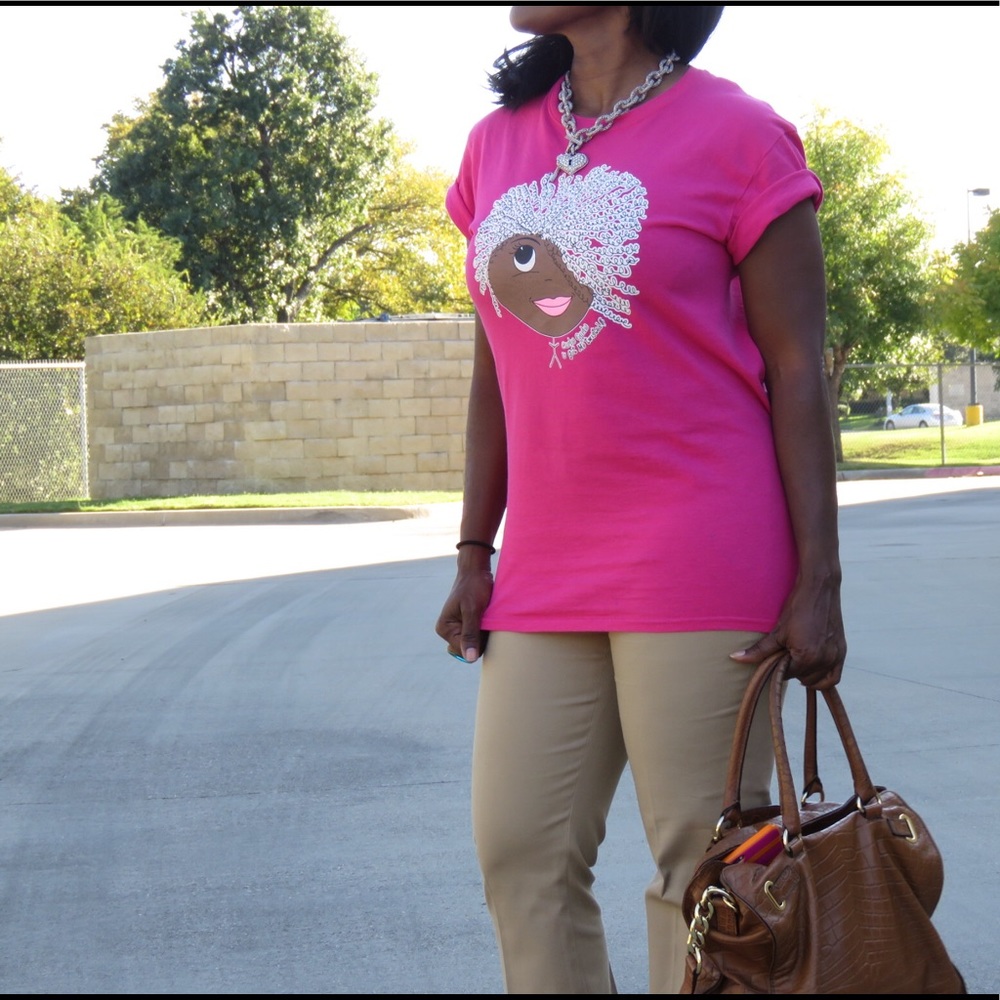 Look for posted new listing for this top. Pink Signature Curly Girl Tee.